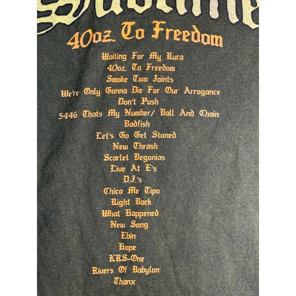 Sublime 40oz To Freedom Track List Sun Graphic T-Shirt Mens Large Green Band Tee